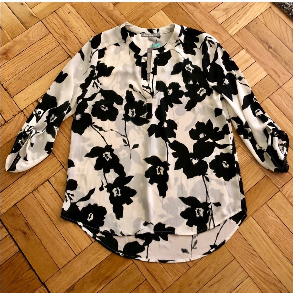 Black and white floral blouse